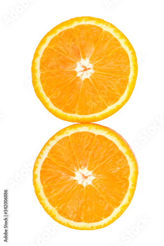 sliced orange on white background