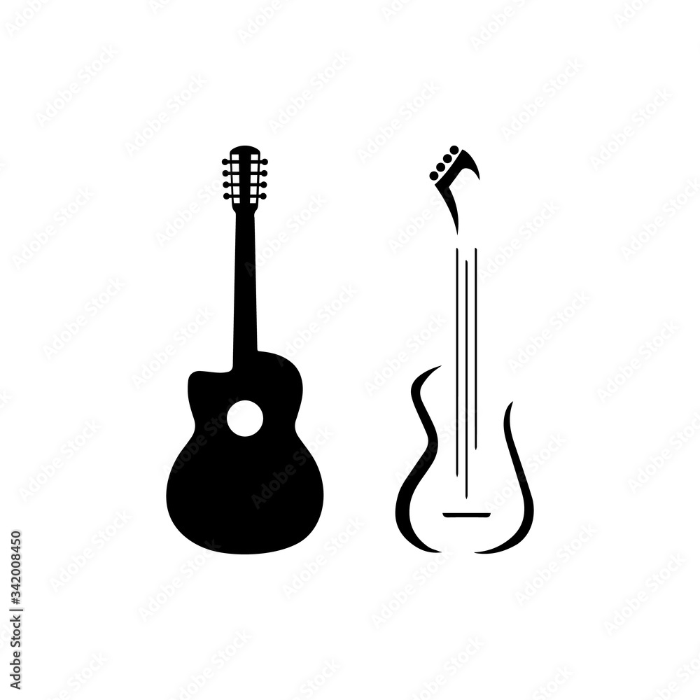 Fototapeta premium Acoustic and electric guitars. Logo icon vector.