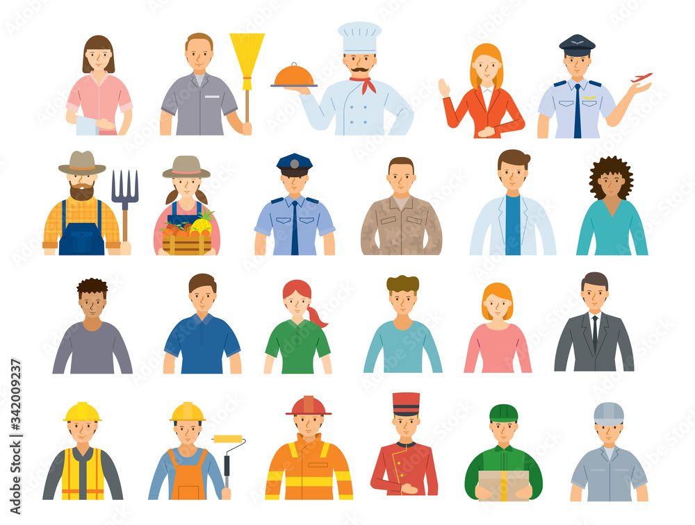 Group of People Various Professions and Occupations, Career, Worker, Labor and Government Officer Group of People Various Professions and Occupations, Career, Worker, Labor and Government Officer