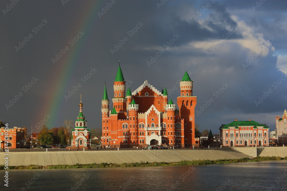 Fototapeta premium red brick buildings in the city