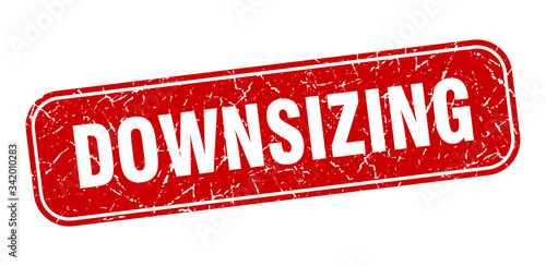 downsizing stamp. downsizing square grungy red sign