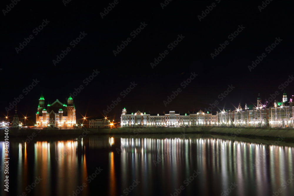 night city and the river in the lights