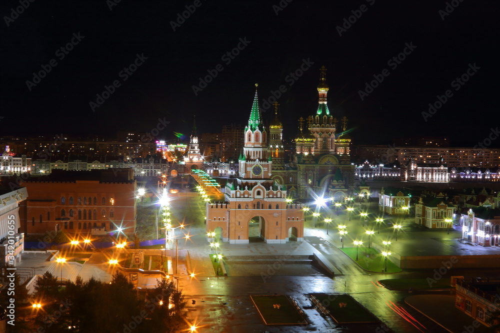 view of the night kremlin