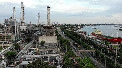 Oil and gas industry - refinery factory - petrochemical plant industrial oil and gas background