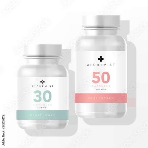 Vector Medical Beauty Therapy Supplement Vitamin White Plastic Jar
