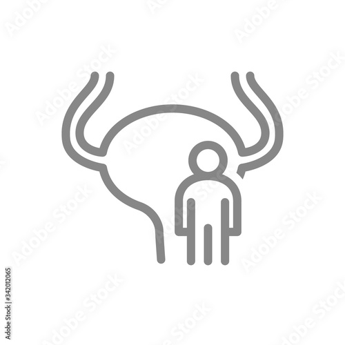 Urinary bladder with man line icon. Human excretory system symbol