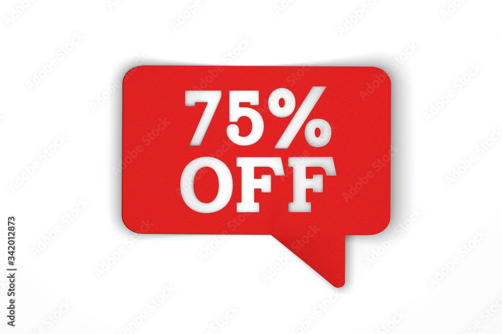 75 percent off red sale discount speech bubble. 3d render 75 percent off red sale discount speech bubble. 3d render