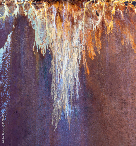Beautiful rust pattern on th side of a metal storage tank