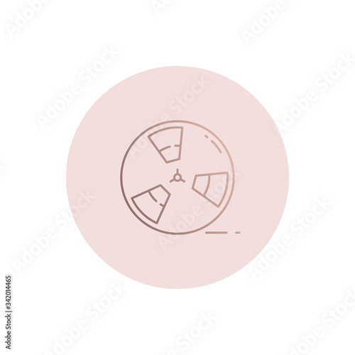 Retro audio cassette reel-to-reel type. Logo or icon. Linear style.