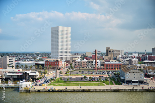 Galveston, Texas/USA - Mar 27, 2016: Port city view from the cruise ship.