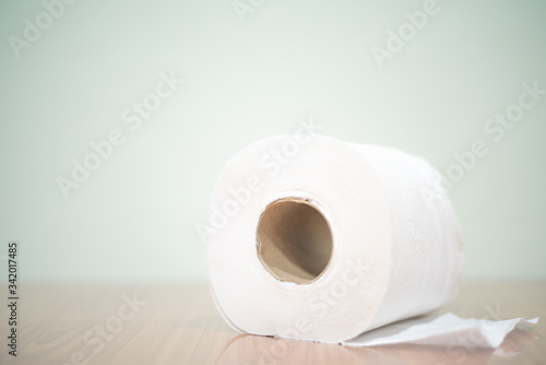 Close up toilet paper on white backgroud.