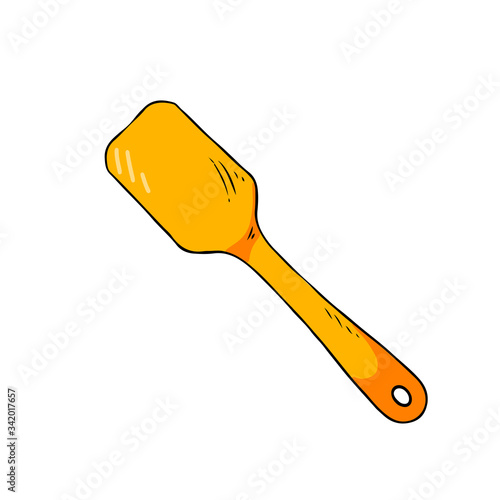 Vector hand-drawn kitchen spatula with sketch elements. Kitchen utensils in cartoon cute style. © Татьяна Цуркан