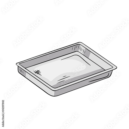 Vector illustration of a baking tray for baking and cooking. Hand-drawn  kitchen item for design. Stock Vector | Adobe Stock