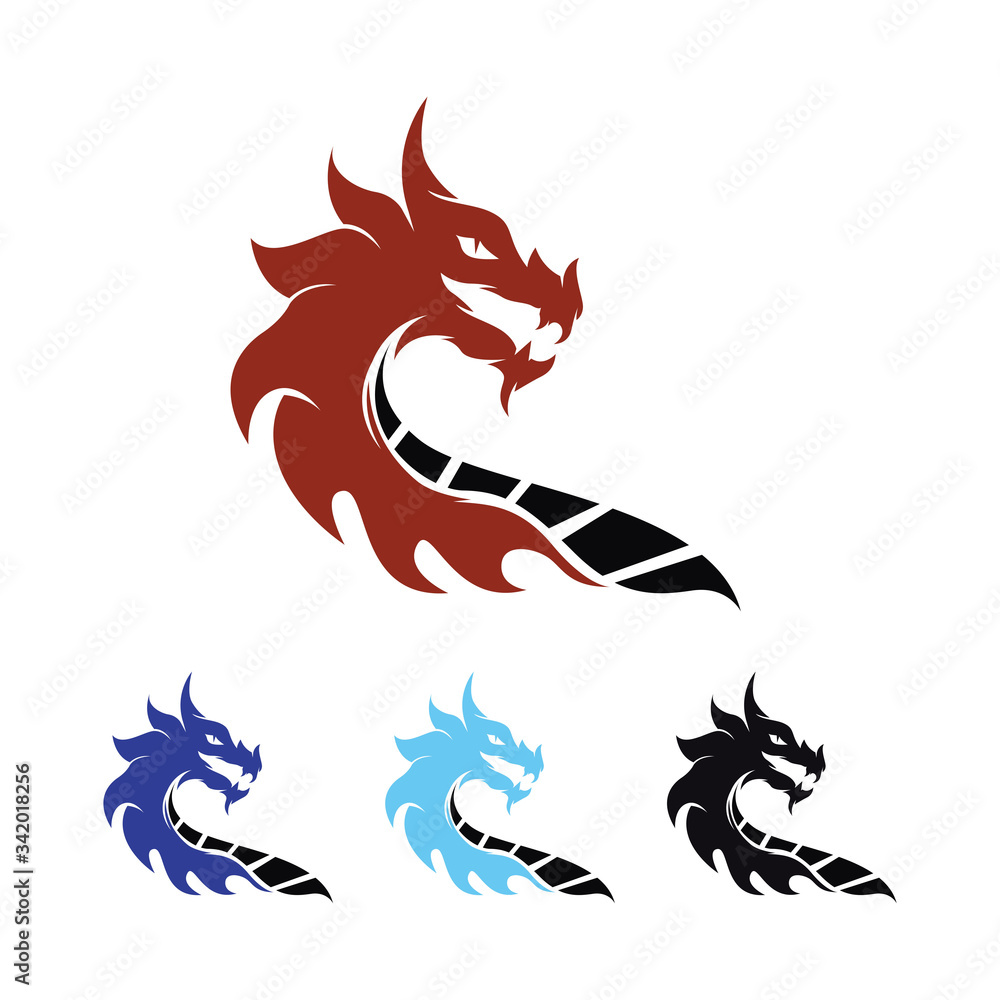Dragon head vector image logo and symbol Stock Vector | Adobe Stock