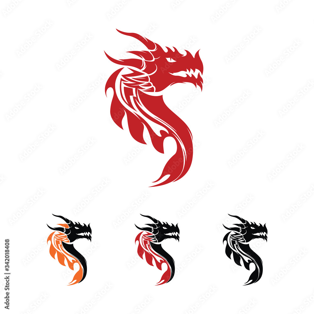 Dragon head vector image logo and symbol Stock Vector | Adobe Stock