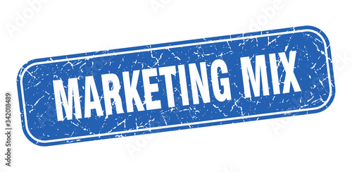 marketing mix stamp. marketing mix square grungy blue sign