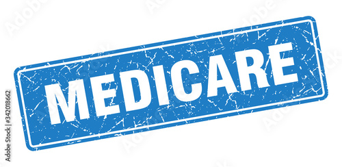medicare stamp. medicare vintage blue label. Sign