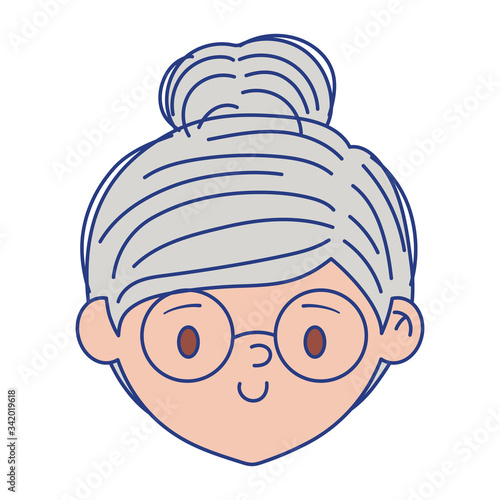 Isolated grandmother head with glasses vector design