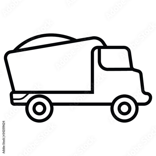 Dump truck / dumptruck or dumper truck flat vector icon