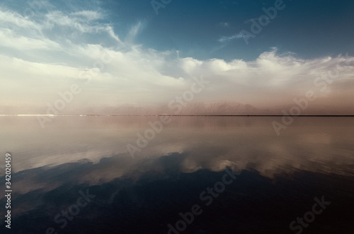 Dead sea, Israel, reflection of the sky in the sea