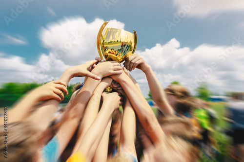 Canvastavla Group of Kids Celebrating Sport Success Outdoor