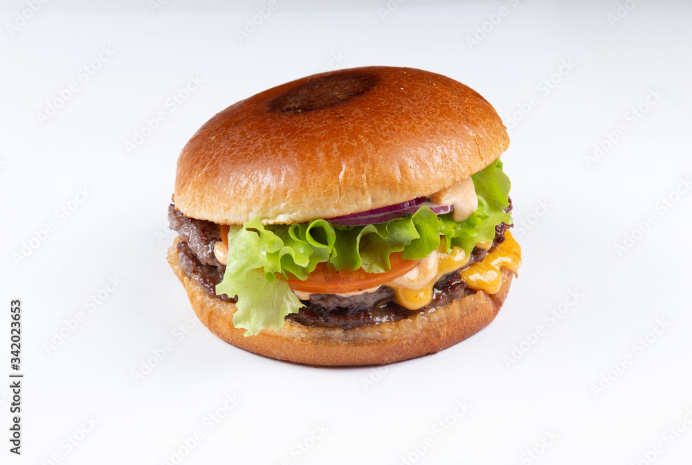 fresh tasty burger isolated on white background fresh tasty burger isolated on white background