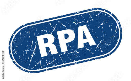 rpa sign. rpa grunge blue stamp. Label