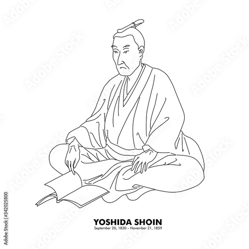 吉田松陰（1830-1859）日本の歴史上の人物　線画イラスト