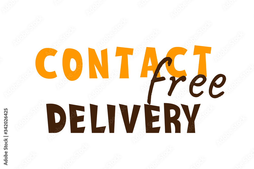 Safe food delivery contact free and contactless delivery typography logo for logictic business, online shopping, service to support of isolated at quarantine, hand drawn font quotes, prevention poster Safe food delivery contact free and contactless delivery typography logo for logictic business, online shopping, service to support of isolated at quarantine, hand drawn font quotes, prevention poster