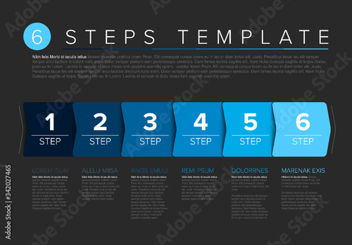 Vector progress six steps template