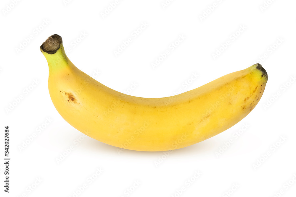 Ripe banana isolated on white background with clipping path