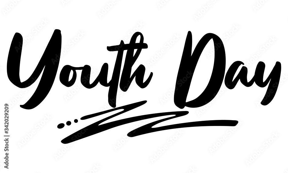 Youth Day Calligraphy Black Color Text On White Background Youth Day Calligraphy Black Color Text On White Background