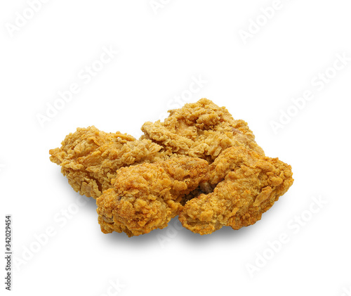 Hot and spicy fried chicken isolated on white background. with clipping paths.