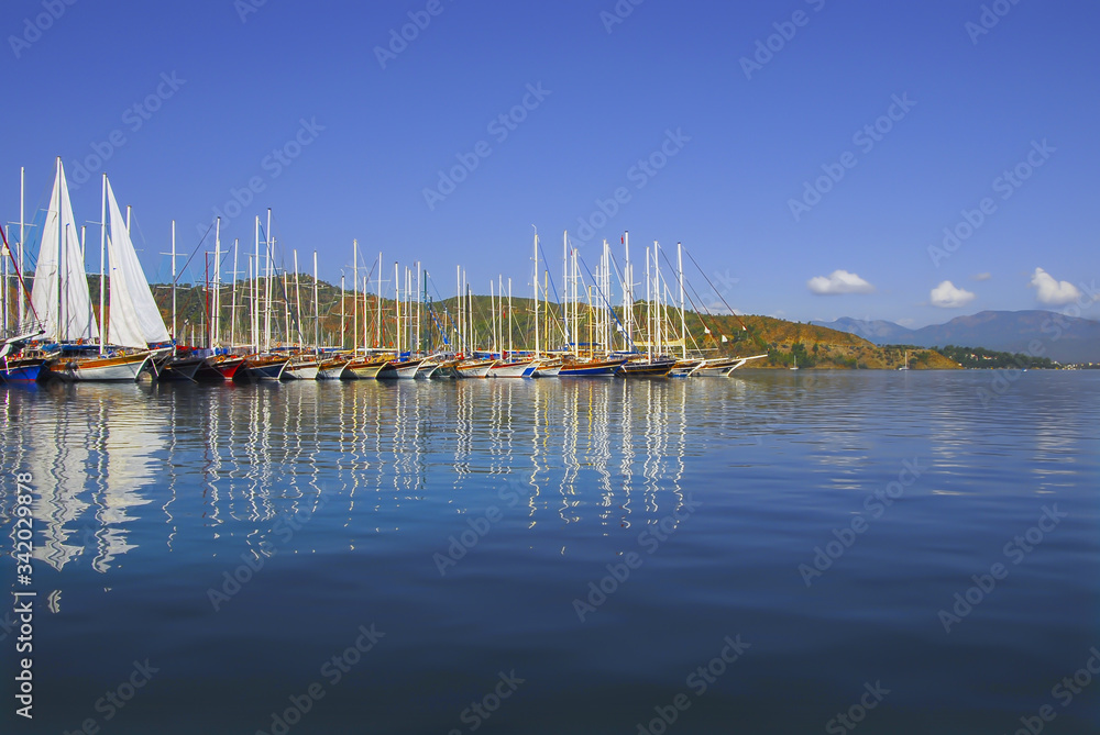 Obraz premium Wievs of Fethiye harbor, Mugla / Turkey.