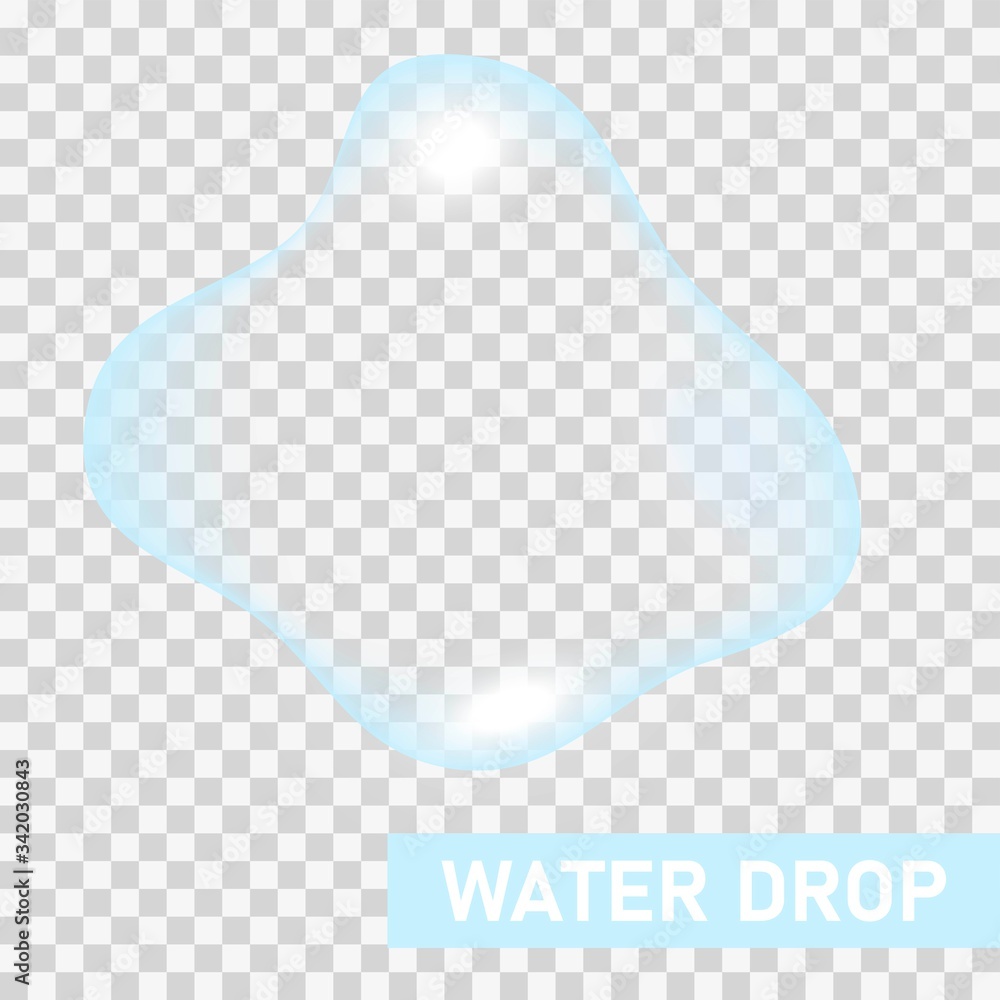 Transparent water drop on light gray background, vector illustration Transparent water drop on light gray background, vector illustration