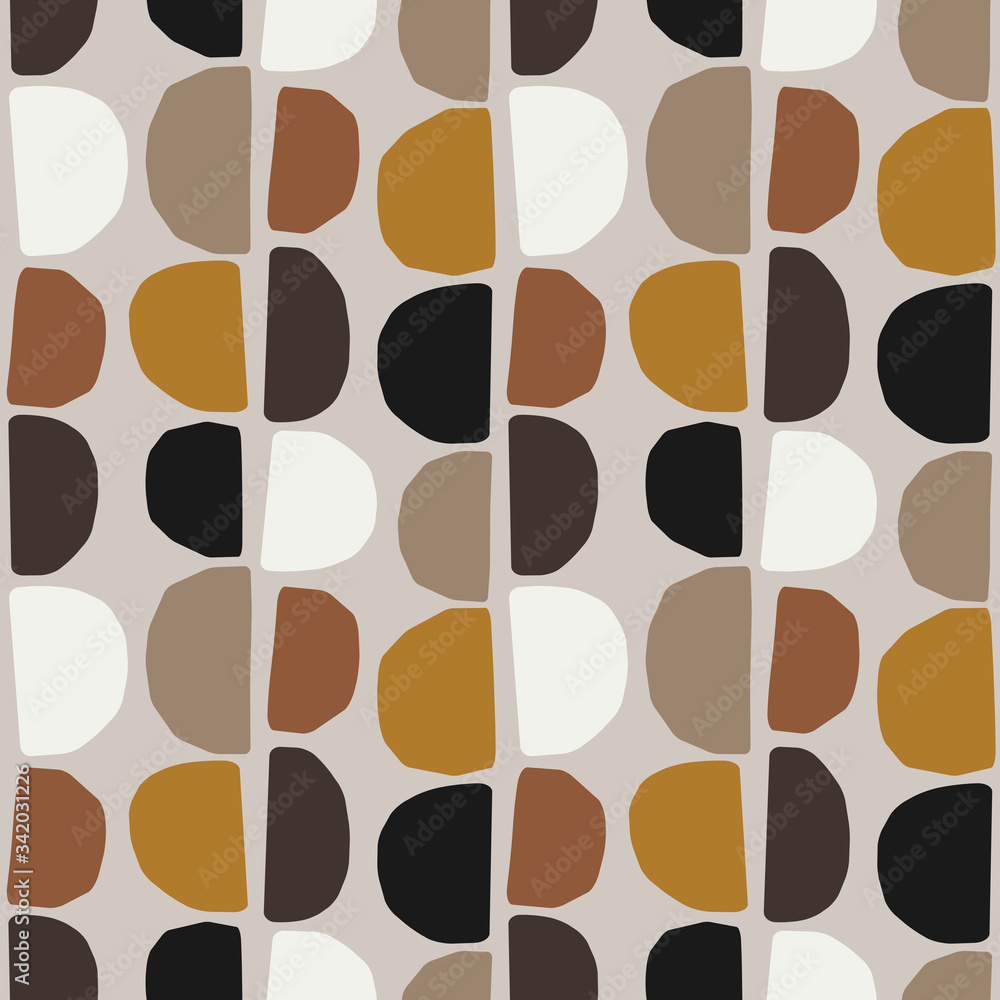 Abstract mid-century modern shapes on a beige background