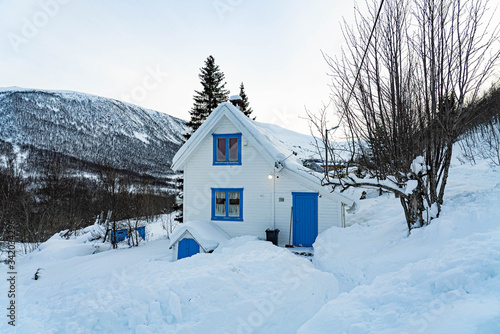 Typical house in Lapland during the winter.
