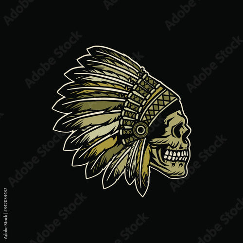 Ilustration of american indian skull