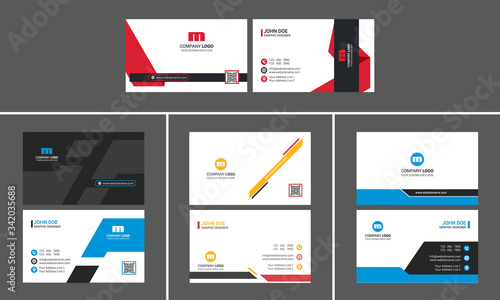 Corporate Business Card Design Set with Qr code placeholder 