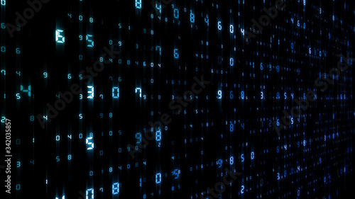 Digital World Data Space number digits text 3D illustration background.