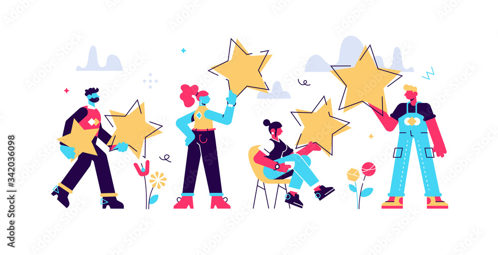 Fototapeta premium Customer reviews rating, Different people