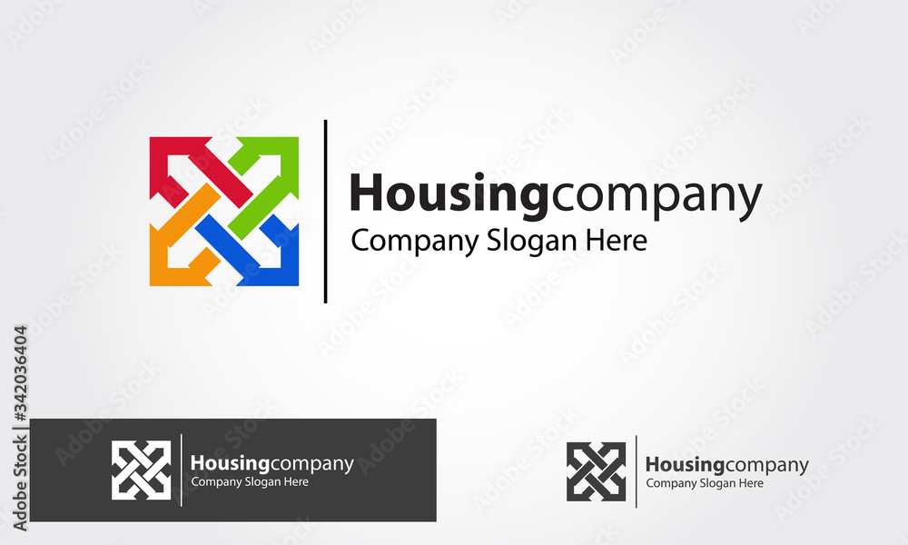 Housing Vector Logo Template. This is an cross arrow logo made from house form. An elegant and clean real estate logo for real estate agent and companies. Housing Vector Logo Template. This is an cross arrow logo made from house form. An elegant and clean real estate logo for real estate agent and companies.