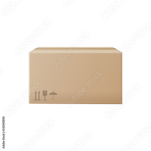 Closed carton box or packaging mockup, realistic vector illustration isolated.