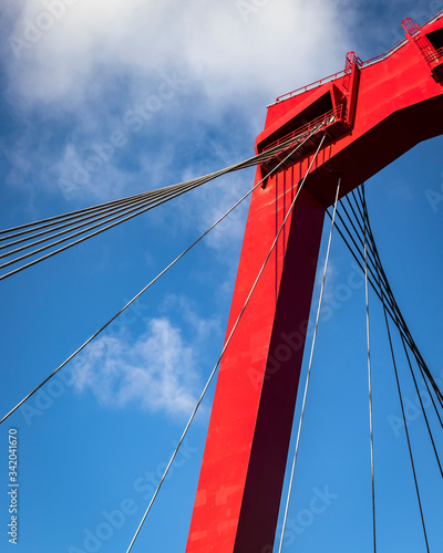 Willemsbrug cable bridge over blue sky