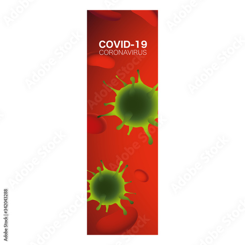 Coronavirus COVID-19 banner for the website. Virus in human blood.