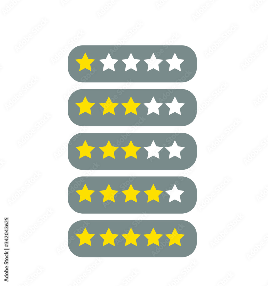 5 star rating icon vector illustration, Ranking stars isolated on white background 5 star rating icon vector illustration, Ranking stars isolated on white background