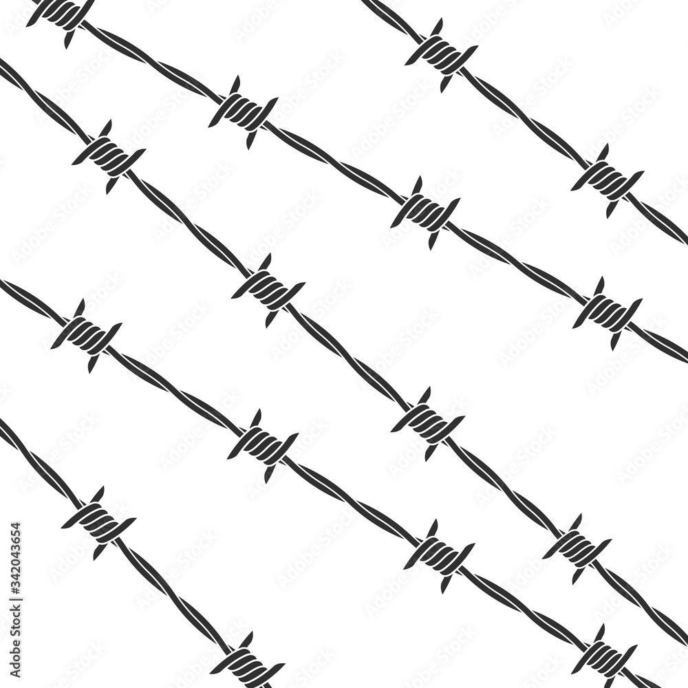 Barbed wire on white background. Silhouette Barbed wire on white background. Silhouette