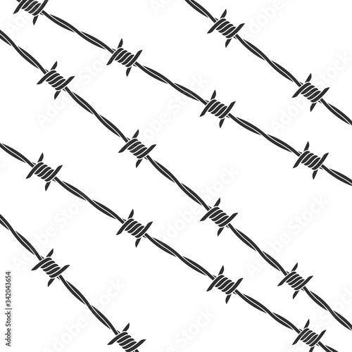 Barbed wire on white background. Silhouette