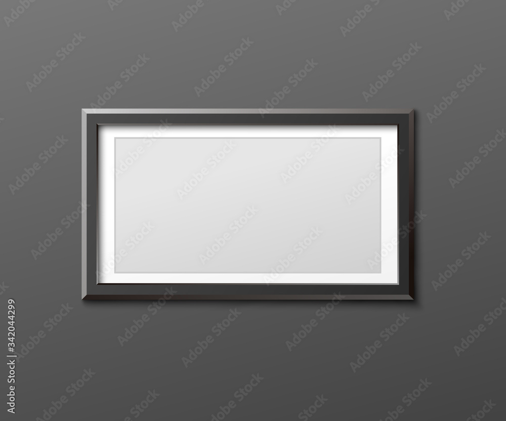 Mockup photo frame hanging horizontally realistic vector illustration isolated. Mockup photo frame hanging horizontally realistic vector illustration isolated.