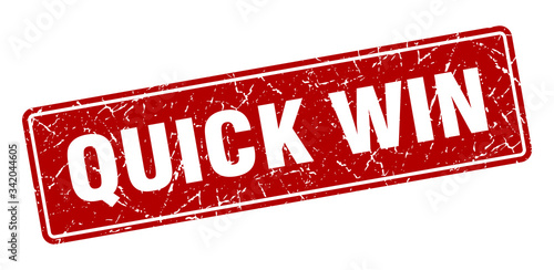 quick win stamp. quick win vintage red label. Sign